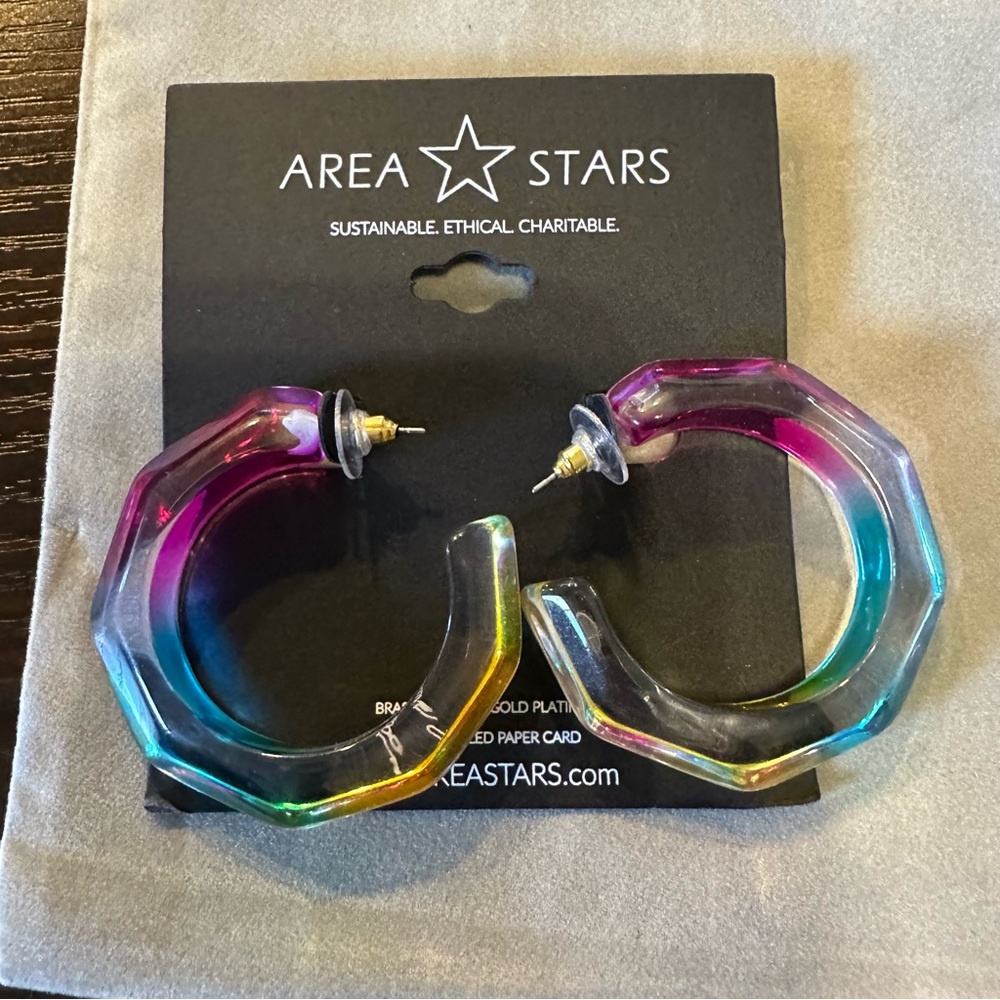 Area Stars Geometric Hoop Earrings NWT - Picture 4 of 4